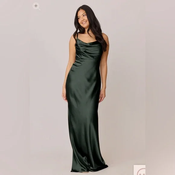olive satin bridesmaid dress Olive Green Satin Mermaid Bridesmaid Dresses – Lisposa main image 0